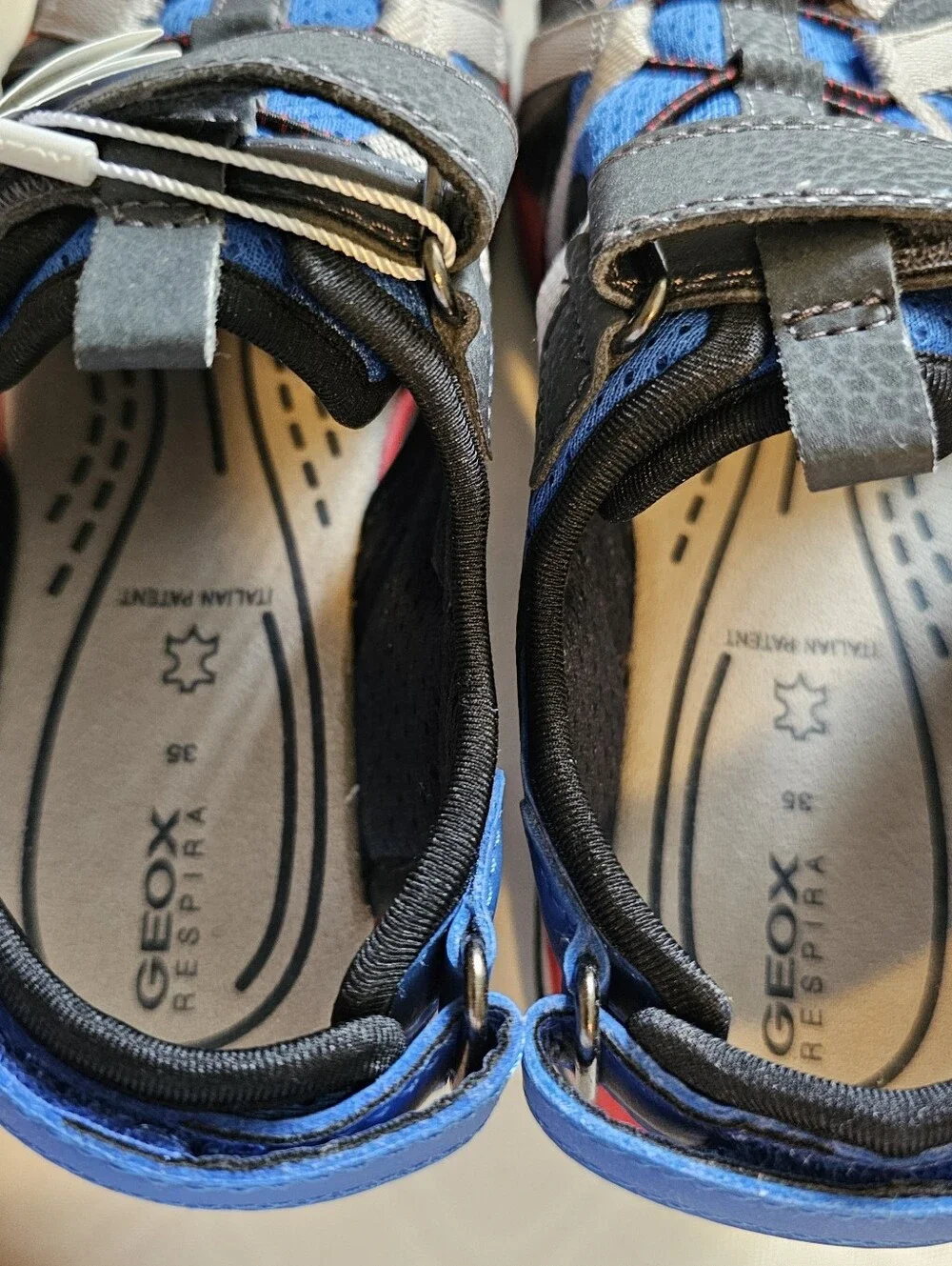 Geox Kids J Borealis B Boy Sandals Royal Blue Red Size US 3.5 EU 35 NEW In BOX